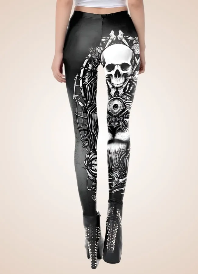 Gothic Skull Steampunk Legging