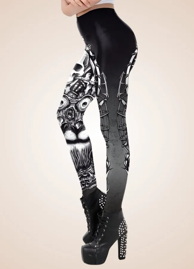 Gothic Skull Steampunk Legging