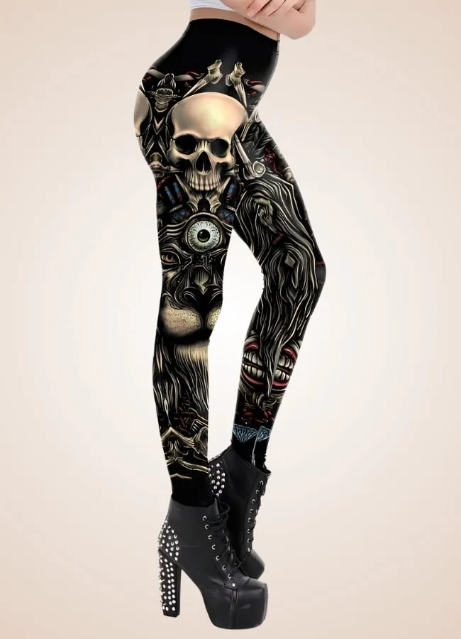 Gothic Skull Steampunk Legging