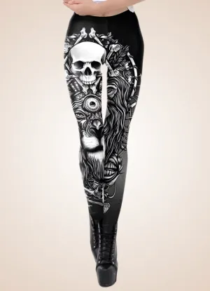 Gothic Skull Steampunk Legging
