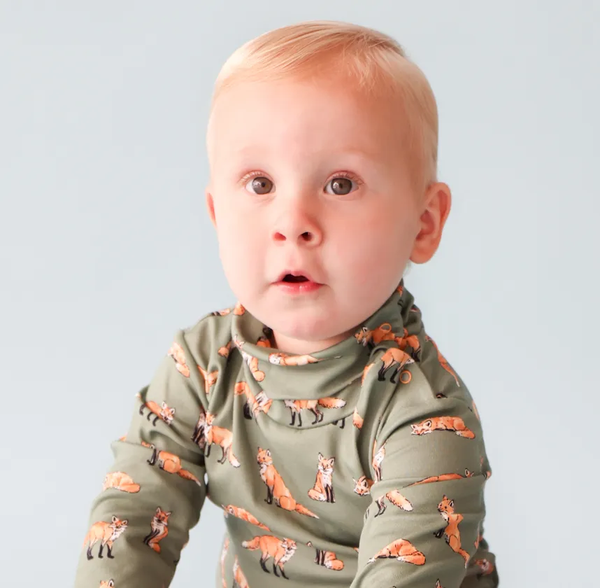 Green Fox Turtleneck Onesie