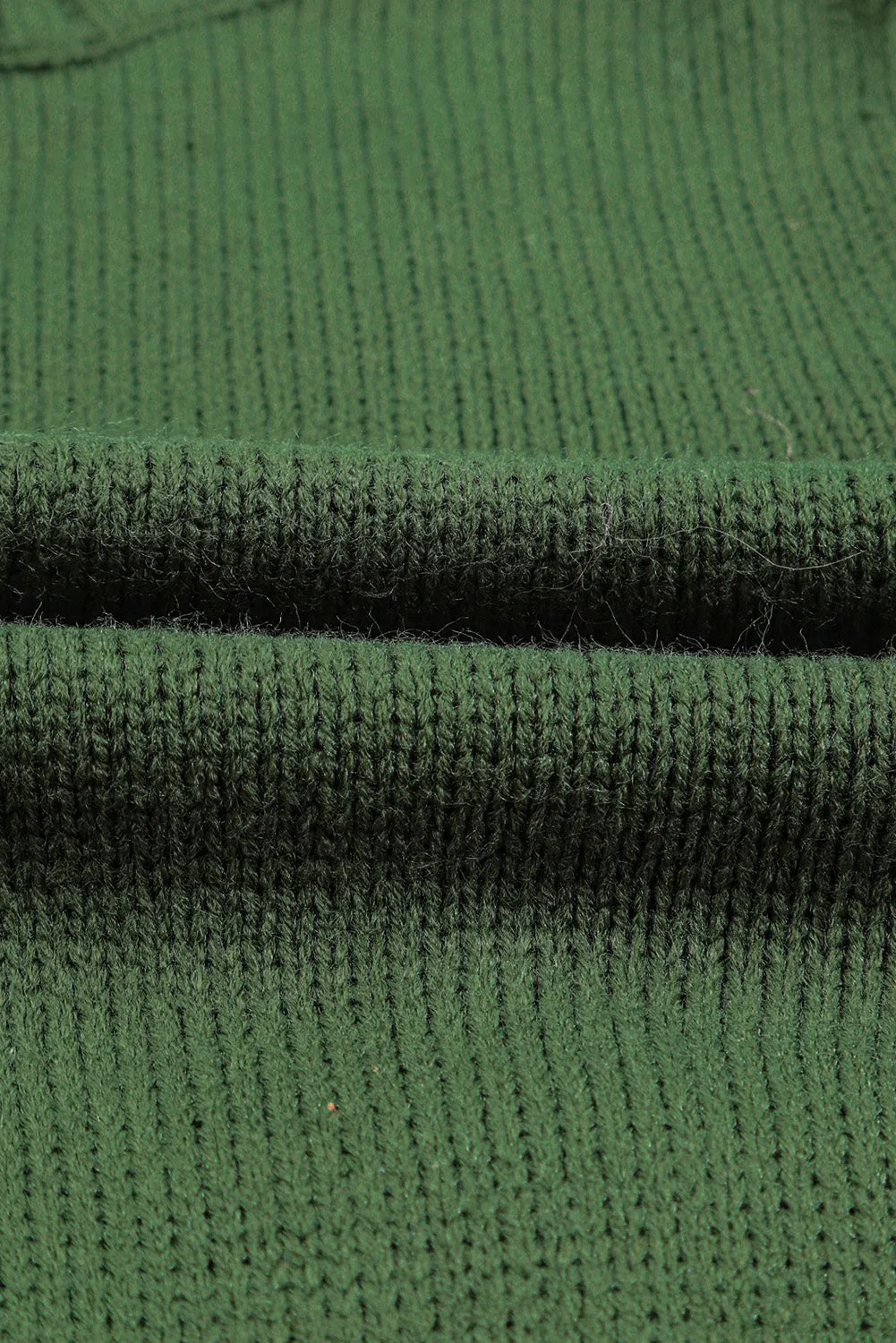 Green Front Pockets Buttons Textured Cardigan