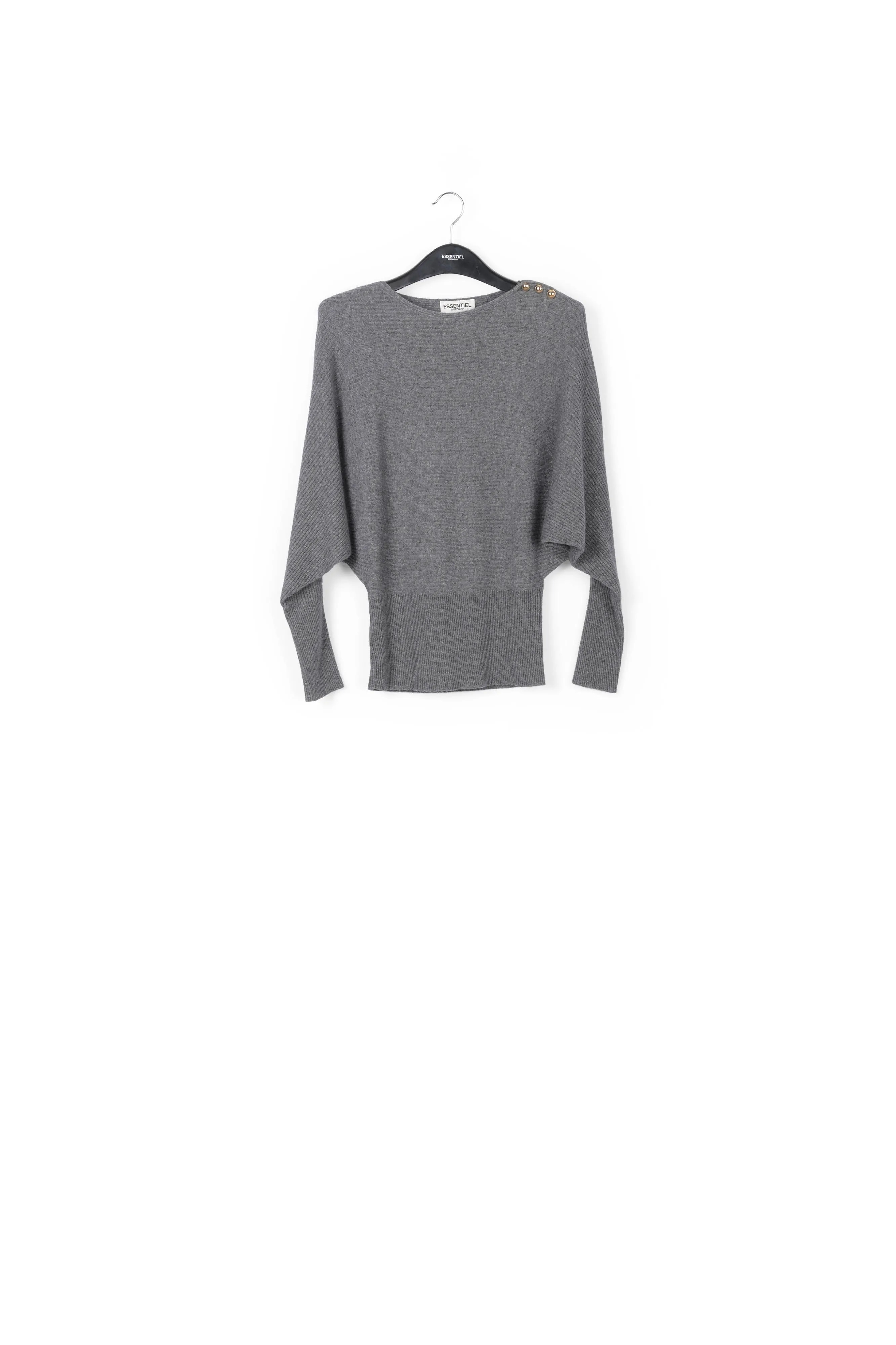 Grey batwing-sleeve knit sweater