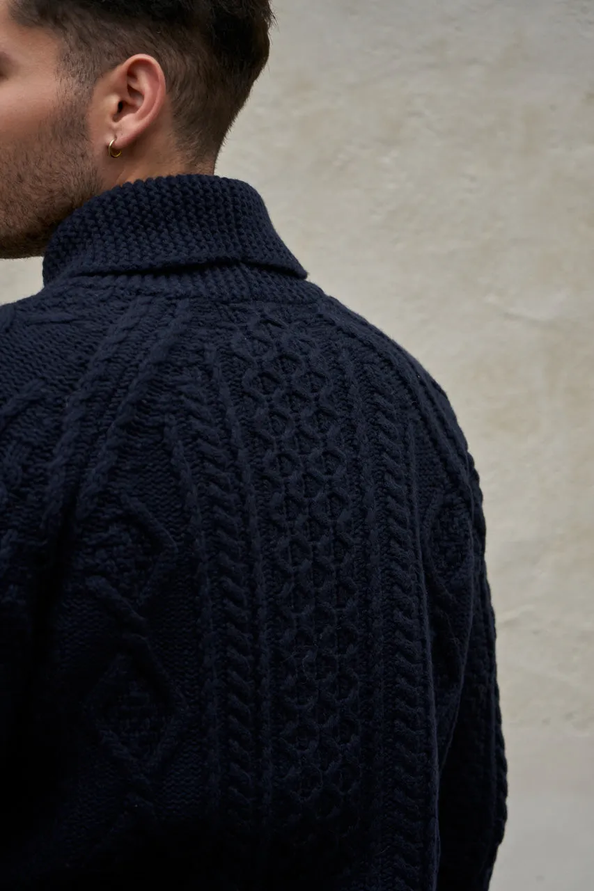 GRP X CASA-ISAAC Zip Jacket Steve Merino/Cashmere Blend Navy
