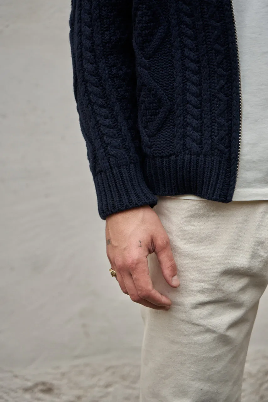 GRP X CASA-ISAAC Zip Jacket Steve Merino/Cashmere Blend Navy