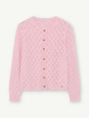 Gustav Kaira Pink Scalloped Knit Cardigan