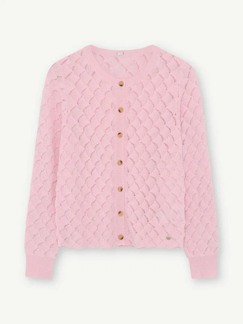 Gustav Kaira Pink Scalloped Knit Cardigan