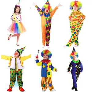 Halloween Costumes Kids Children Circus Clown Costume Naughty Harlequin Fancy Fantasia Infantil Cosplay Clothing for Boys Girls