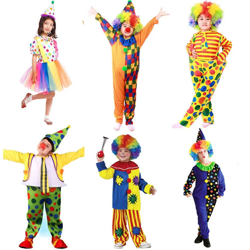 Halloween Costumes Kids Children Circus Clown Costume Naughty Harlequin Fancy Fantasia Infantil Cosplay Clothing for Boys Girls