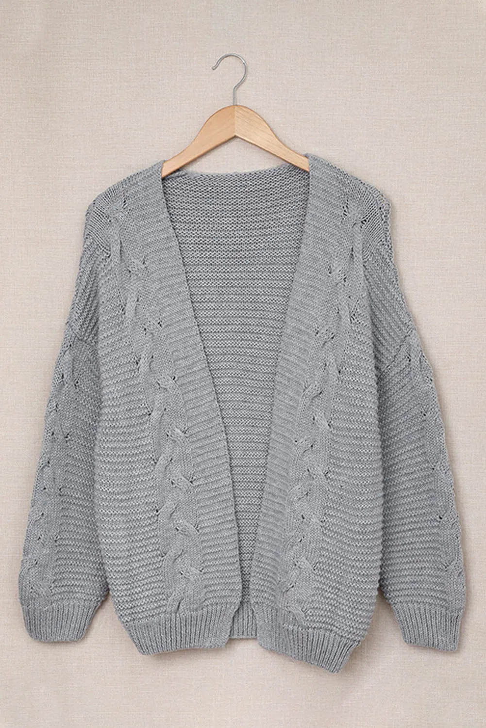 Hazel Blues® |  Cable-Knit Open Front Cardigan