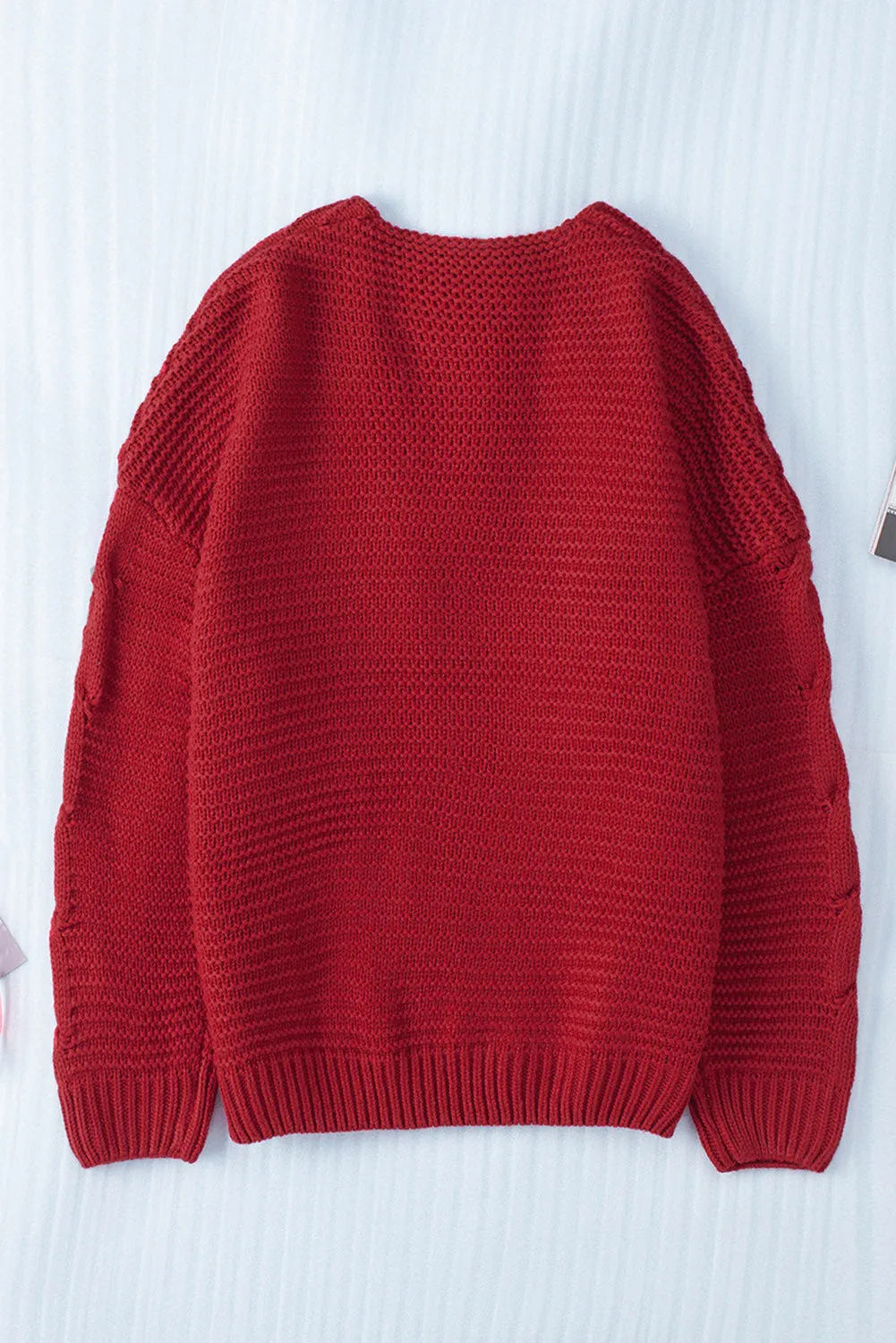 Hazel Blues® |  Cable-Knit Open Front Cardigan