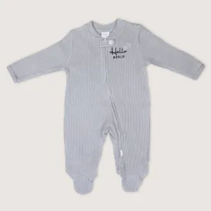 Hello World Waffle Footie Romper