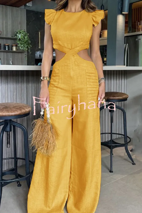Hidden Zipper Loose High Rise Wide Leg Jumpsuit
