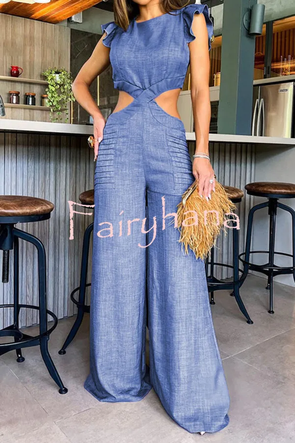Hidden Zipper Loose High Rise Wide Leg Jumpsuit