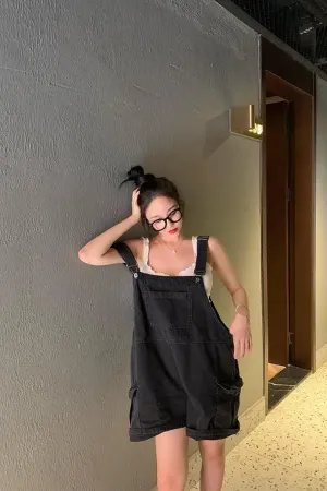 High Waist Cute Black Denim Jumpsuits
