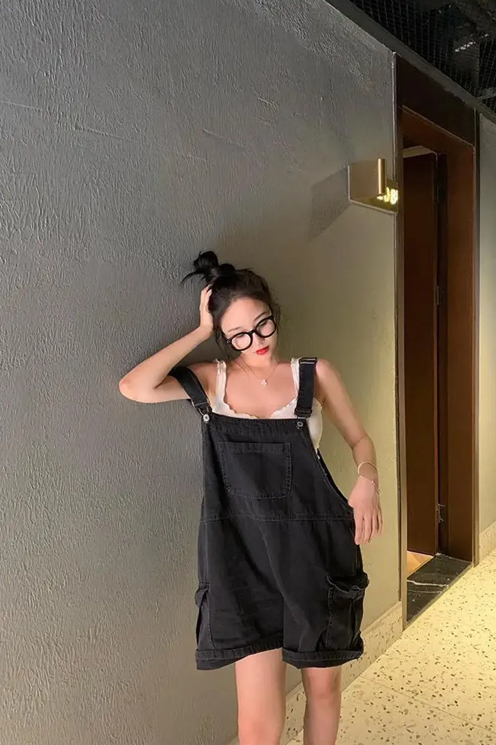 High Waist Cute Black Denim Jumpsuits