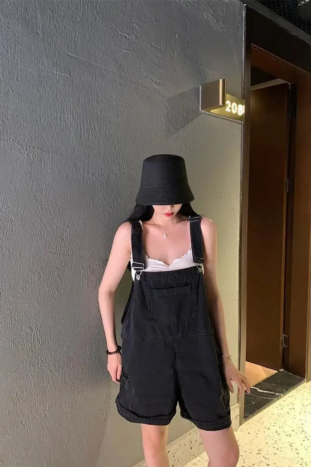 High Waist Cute Black Denim Jumpsuits