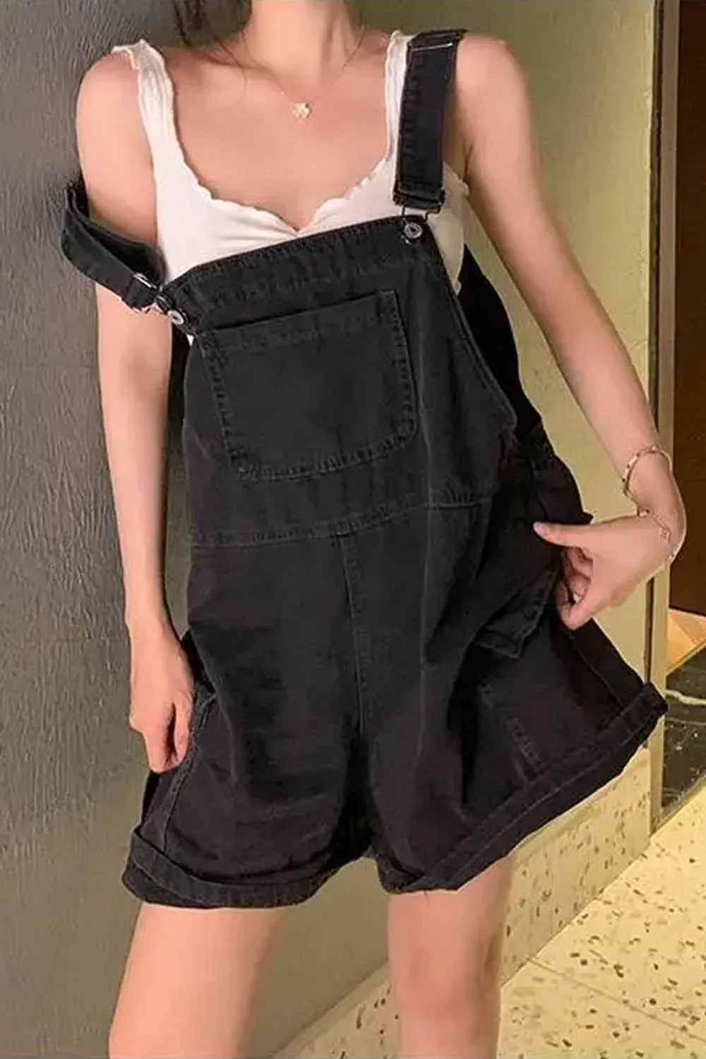 High Waist Cute Black Denim Jumpsuits