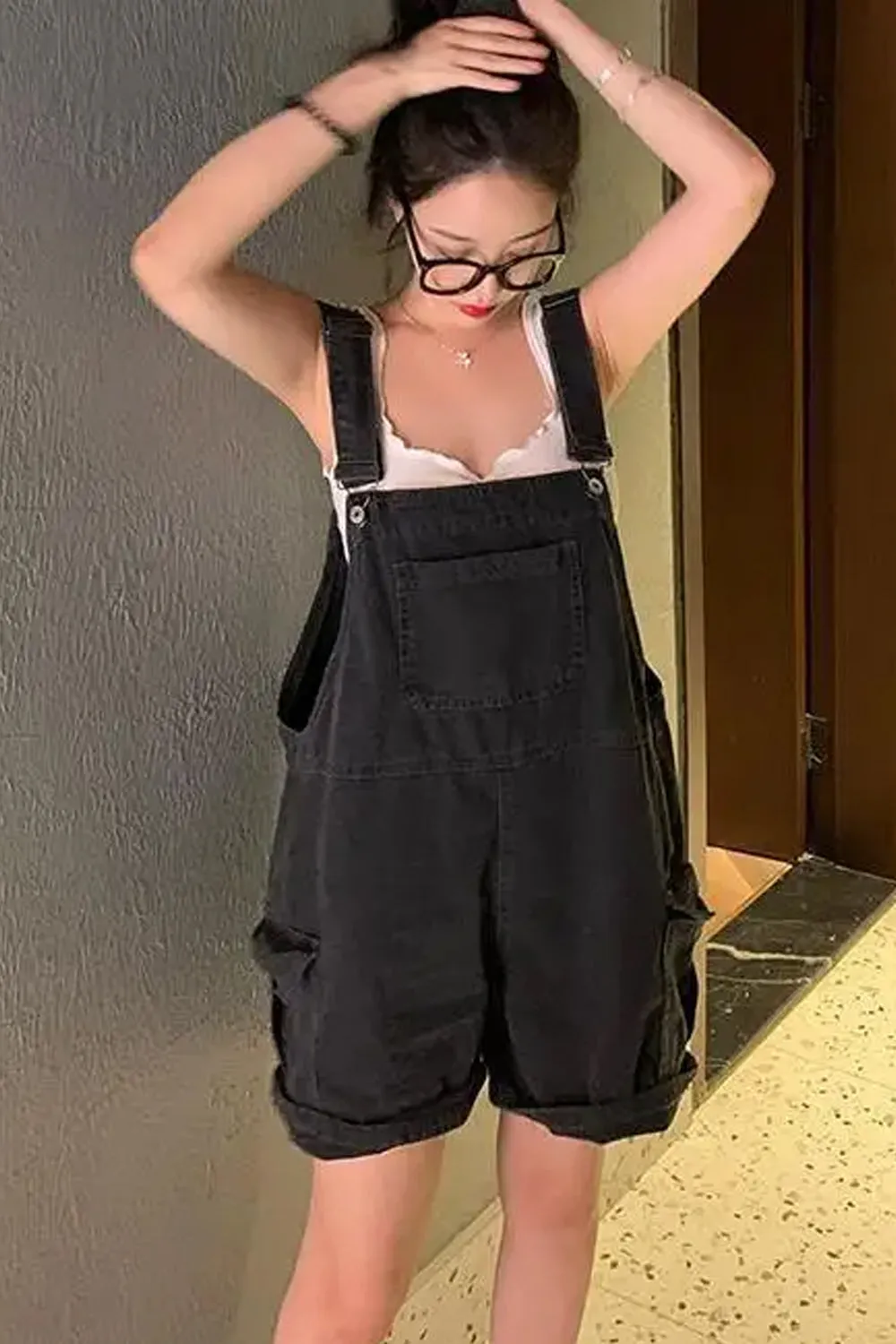 High Waist Cute Black Denim Jumpsuits