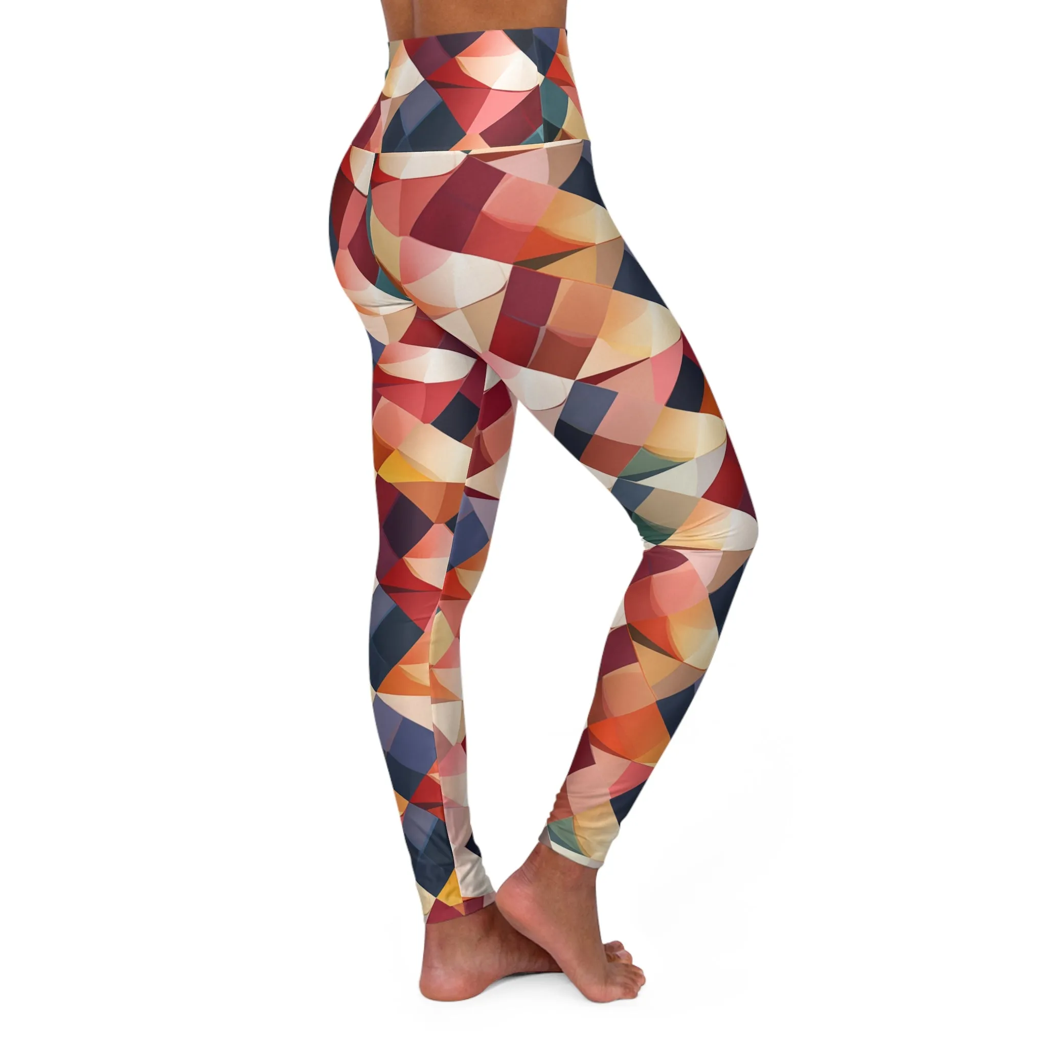 High Waisted Leggings - Parisian Harlequin Pattern