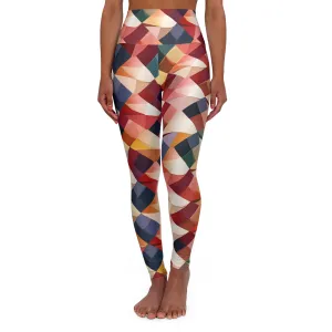 High Waisted Leggings - Parisian Harlequin Pattern