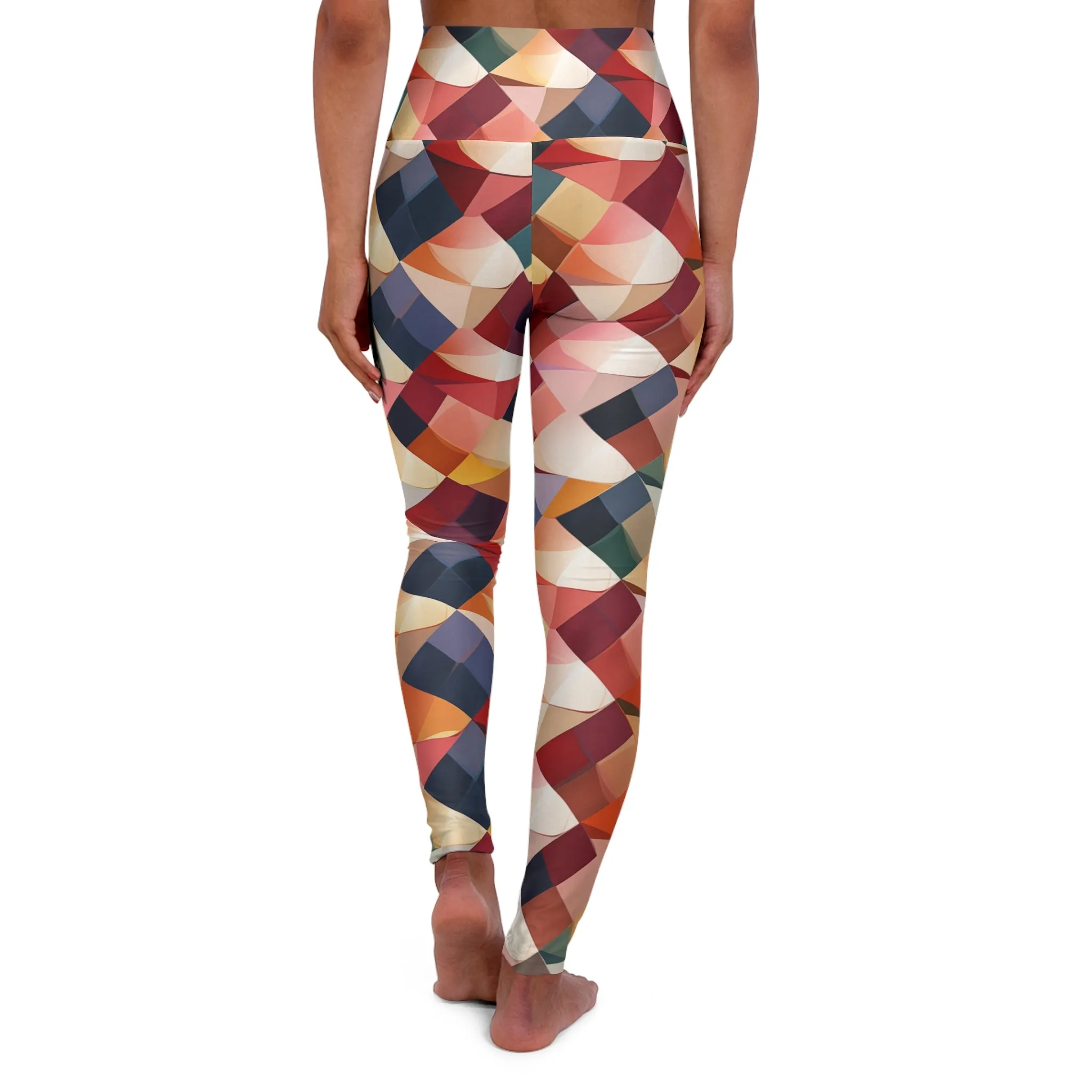 High Waisted Leggings - Parisian Harlequin Pattern