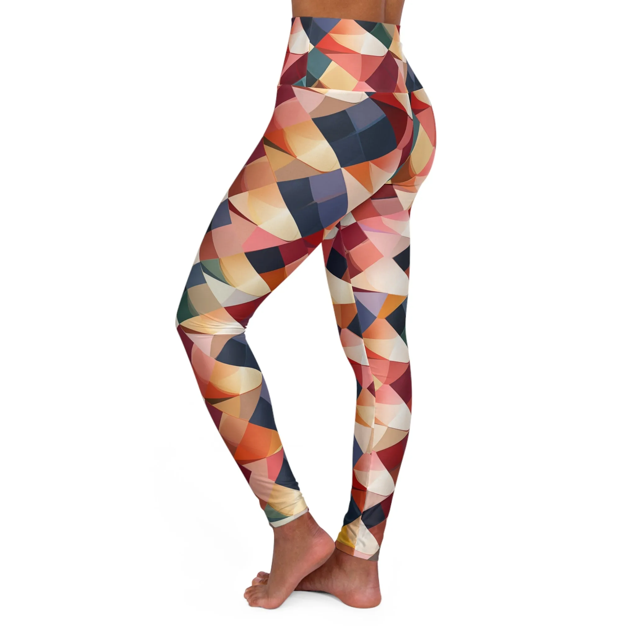 High Waisted Leggings - Parisian Harlequin Pattern