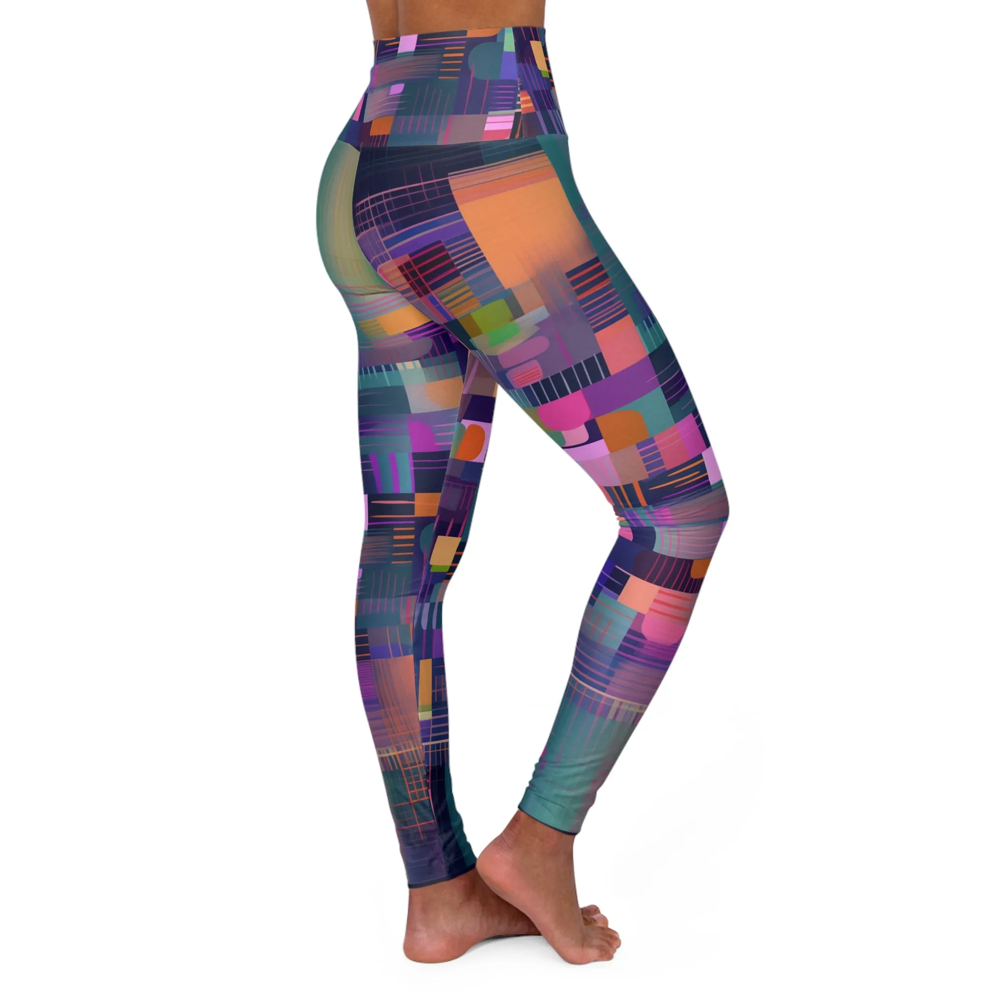 High Waisted Leggings - Ronsard Moscow Plaid
