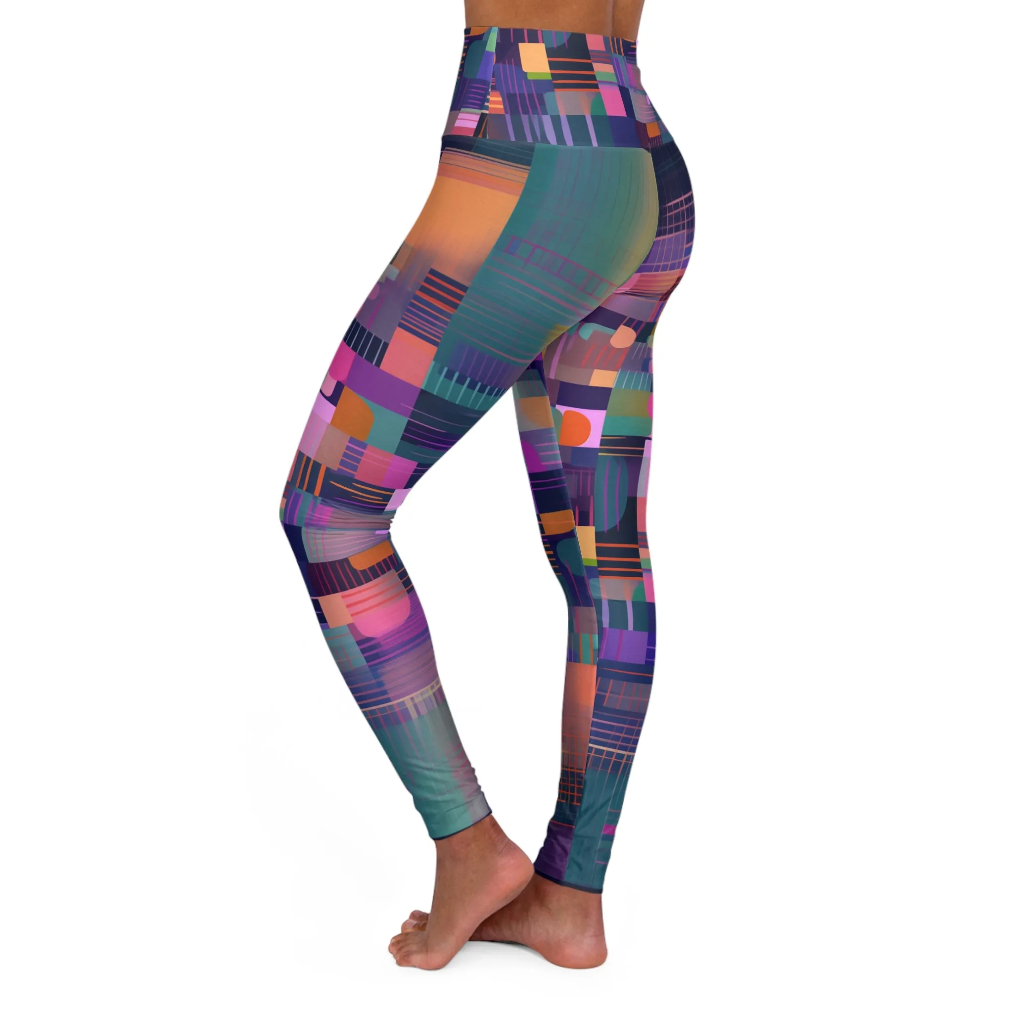High Waisted Leggings - Ronsard Moscow Plaid