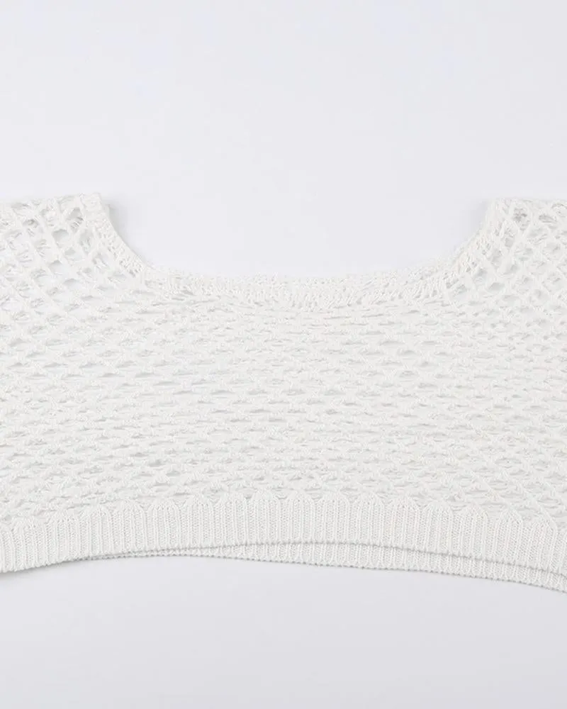 Hollow Out Crochet Crop Knit Top