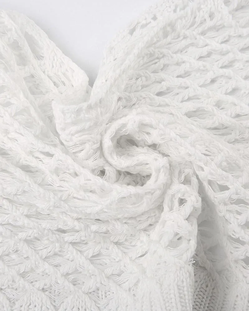 Hollow Out Crochet Crop Knit Top