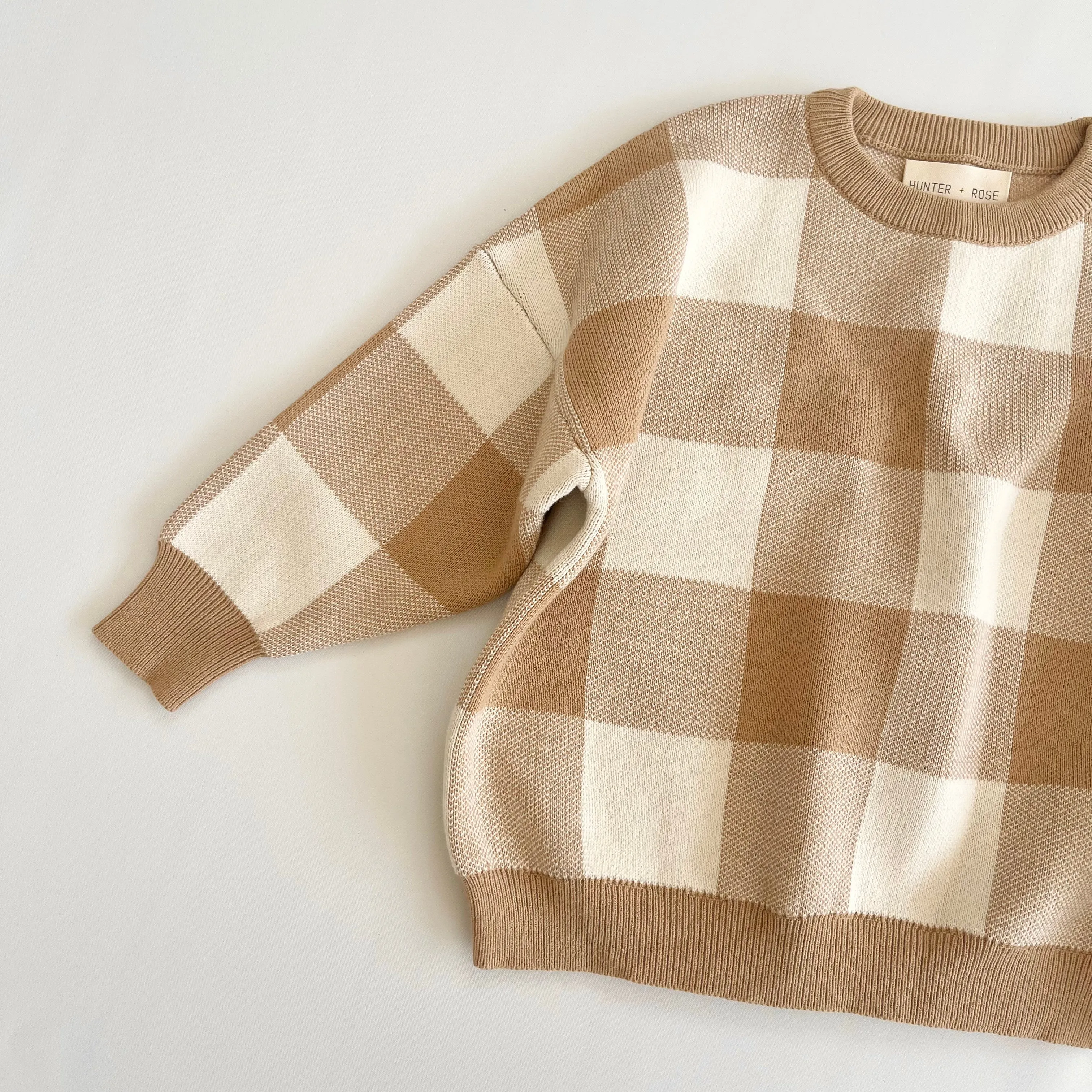 HUNTER & ROSE CHECKED QUINN JUMPER