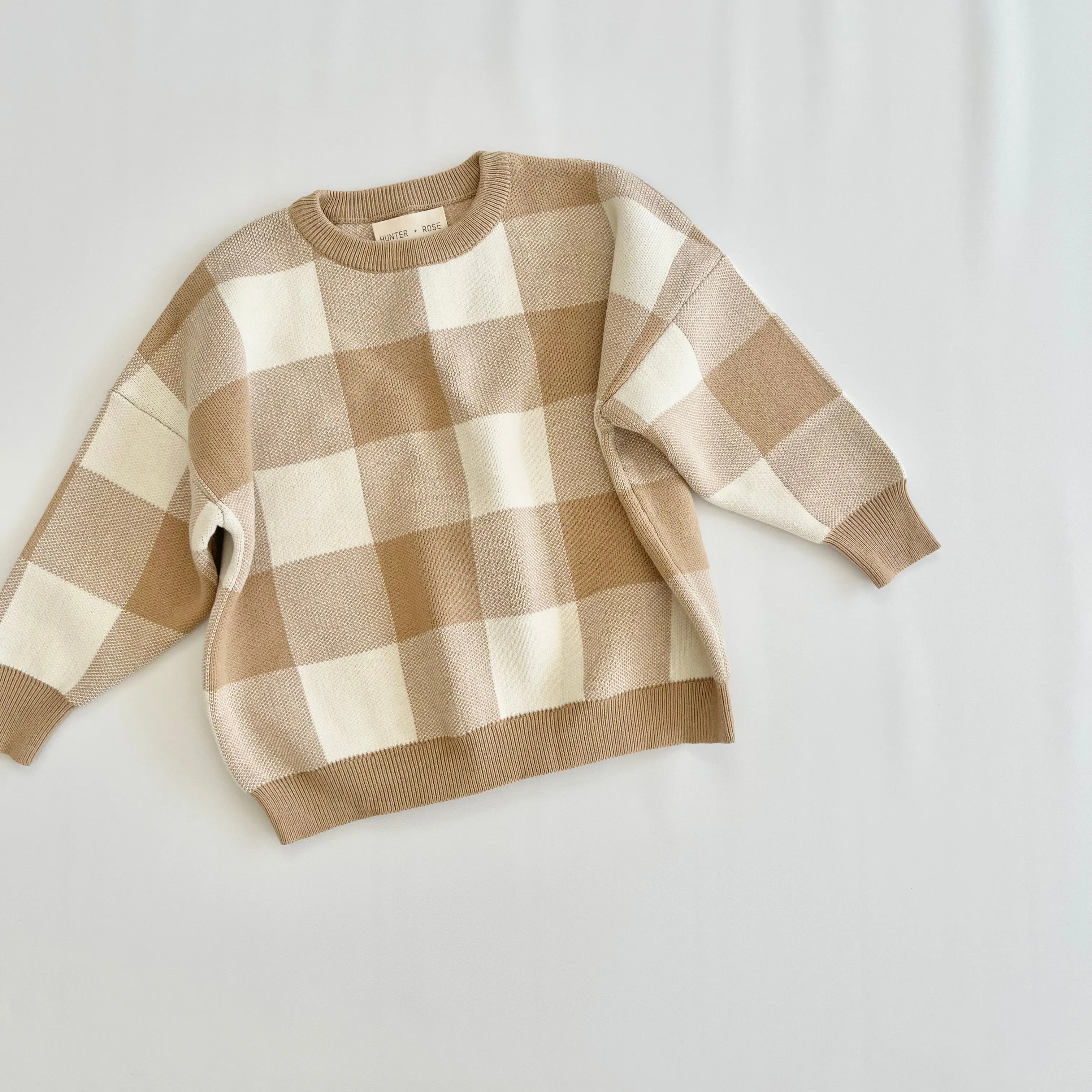 HUNTER & ROSE CHECKED QUINN JUMPER