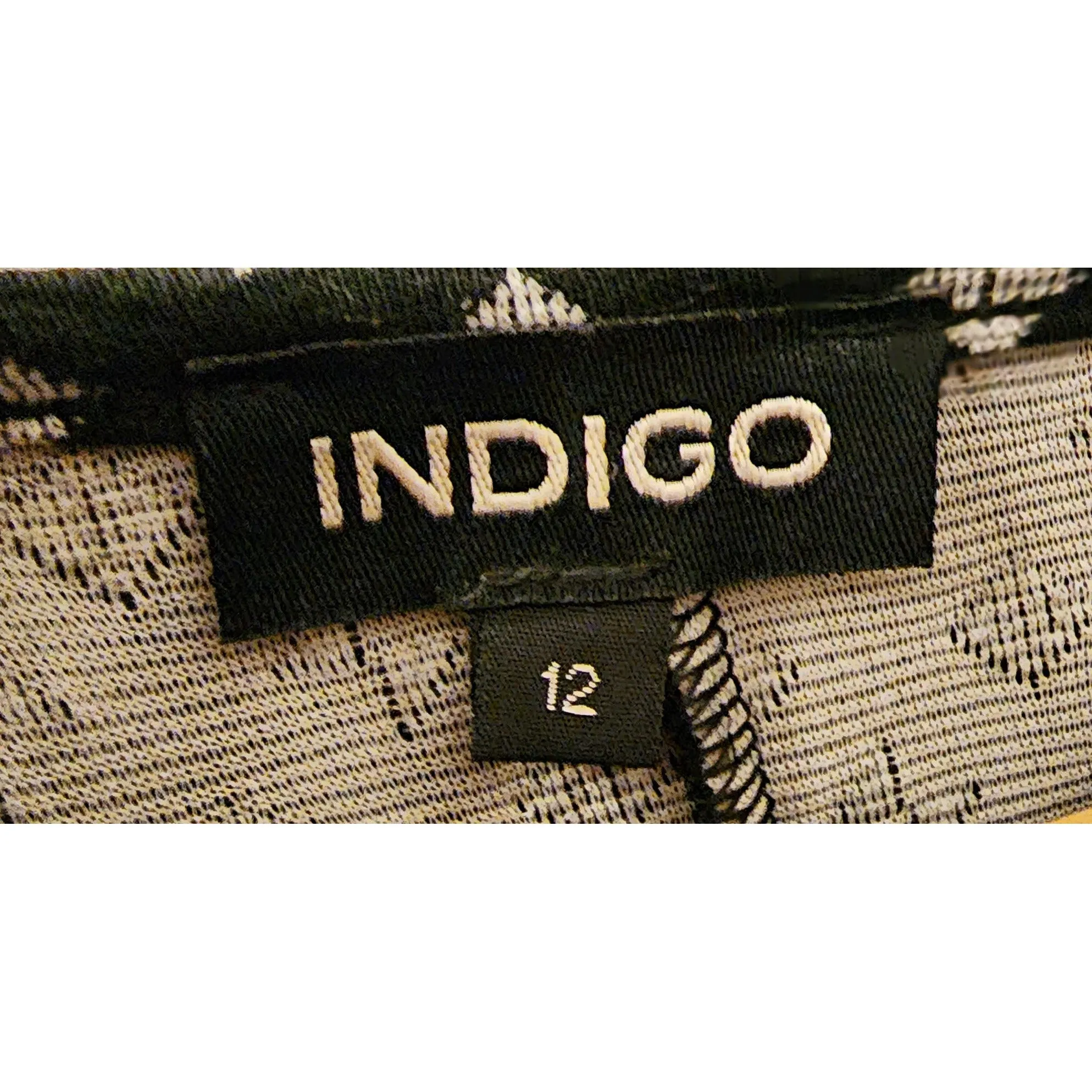 Indigo black long sleeve thick cotton mix fabric with white detail size 12