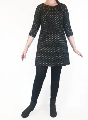 Indigo black long sleeve thick cotton mix fabric with white detail size 12