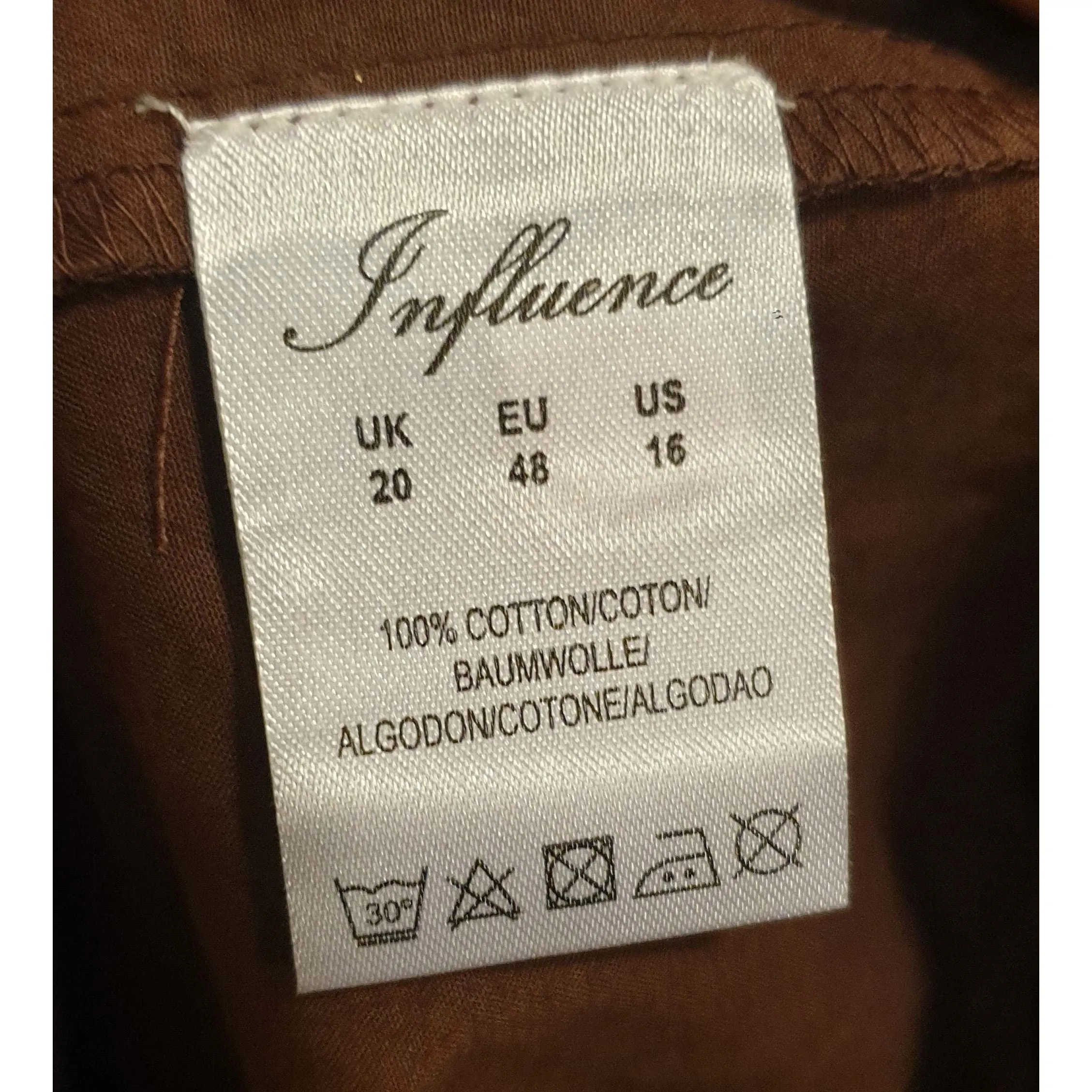 Influence brown cotton dress size 20
