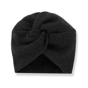 Irma Ribbed Knit Twist Knot Baby Beanie (Charcoal)