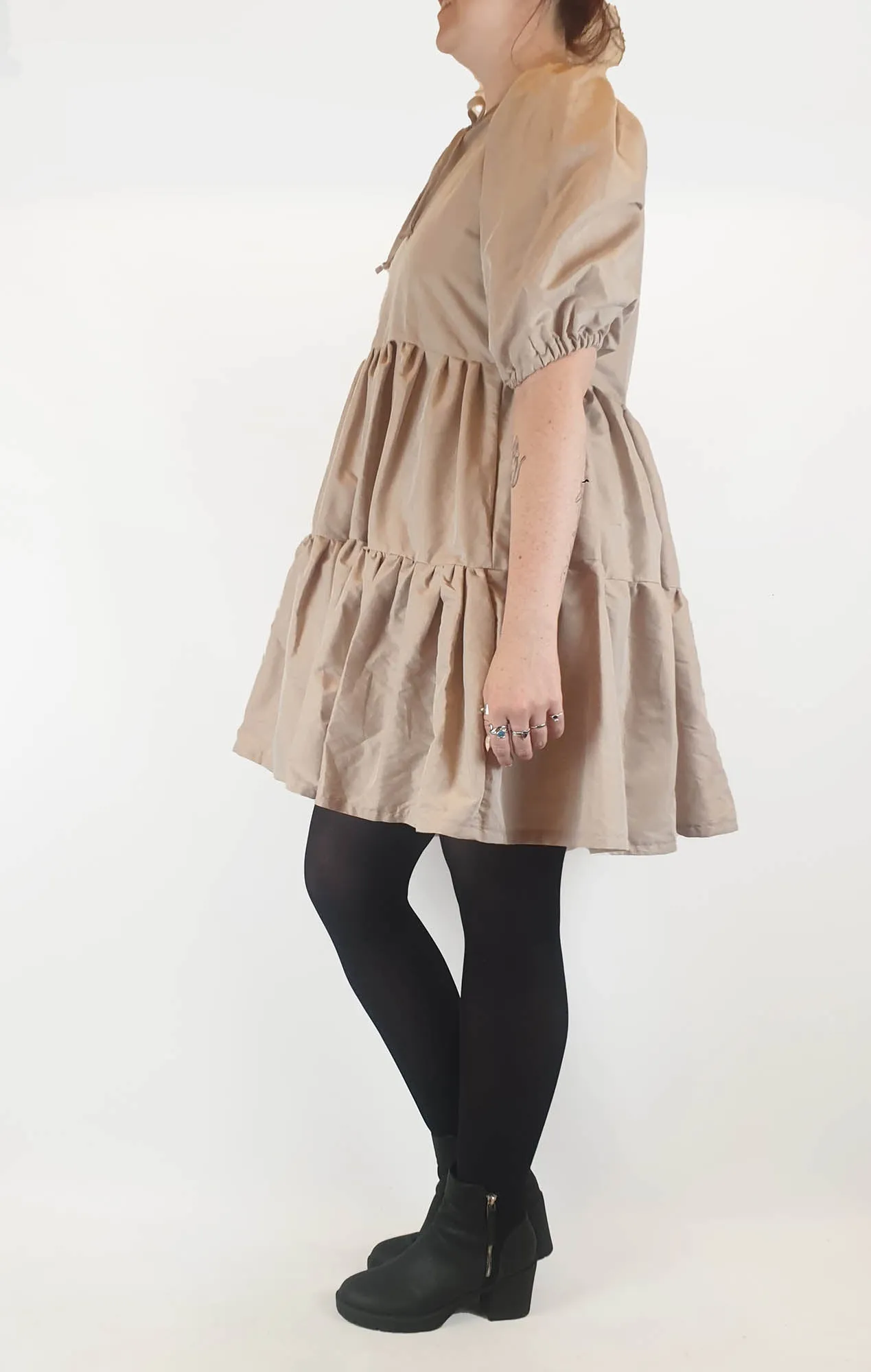 Is Olde Upcycle neutral half sleeve tiered dress best fits 12