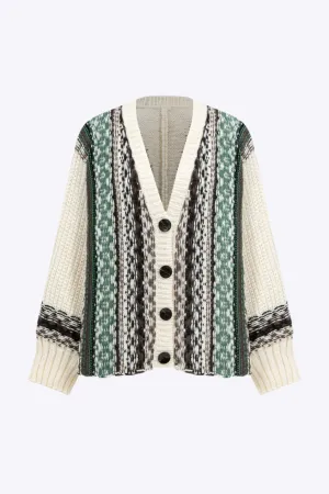 Isabelle - Chic Patchwork Design Woman's Long Sleeve Cardigan