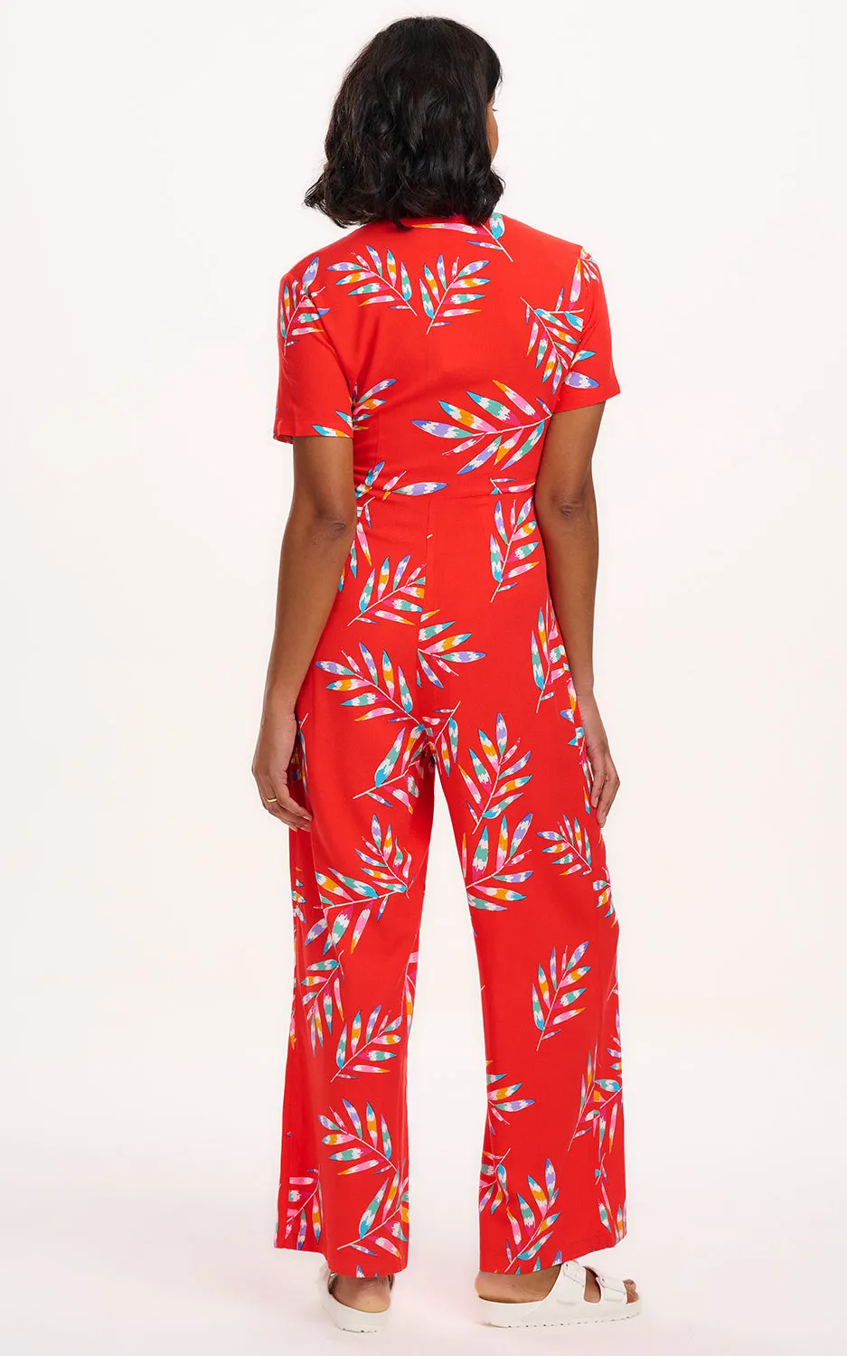 Isadora Jumpsuit Red Rainbow Fronds