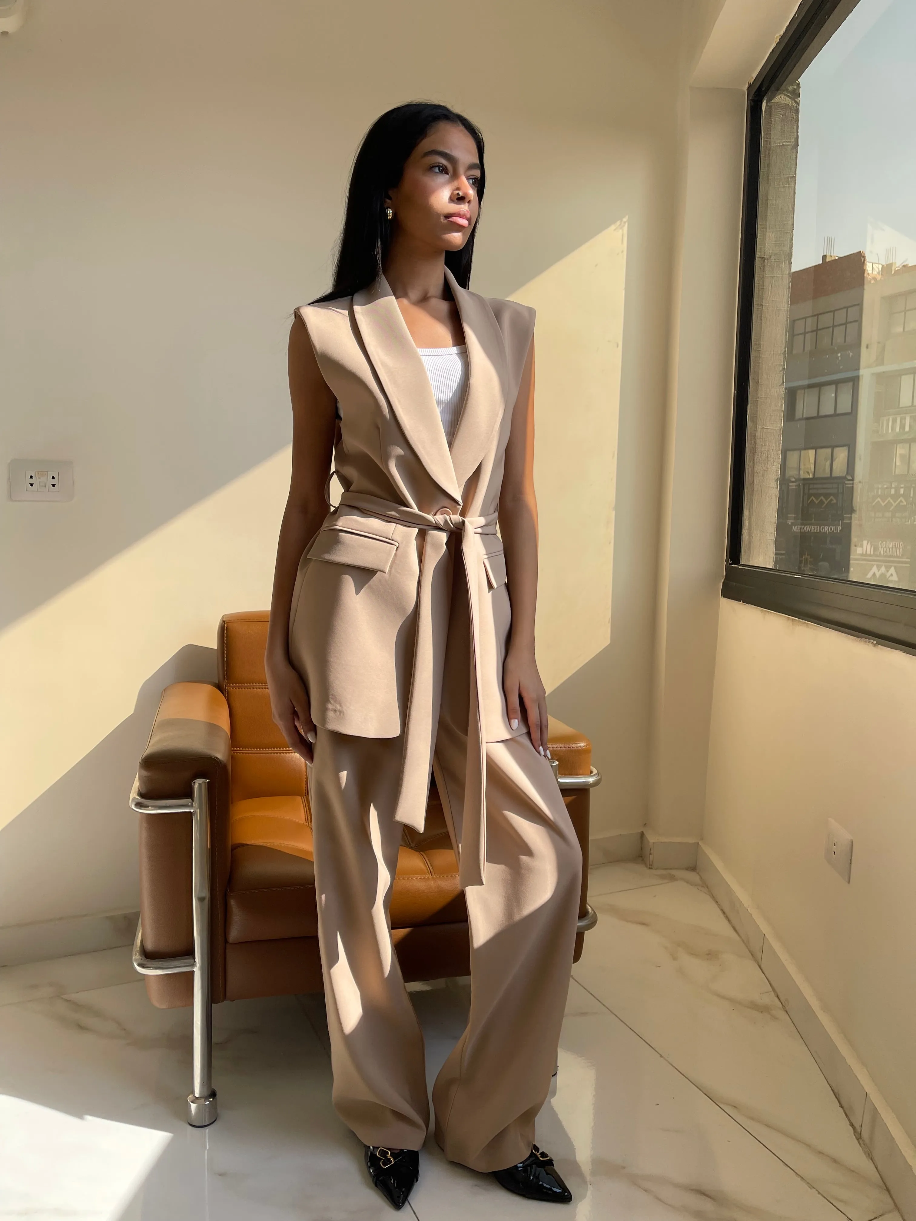 Ivory Charm Belted Vest