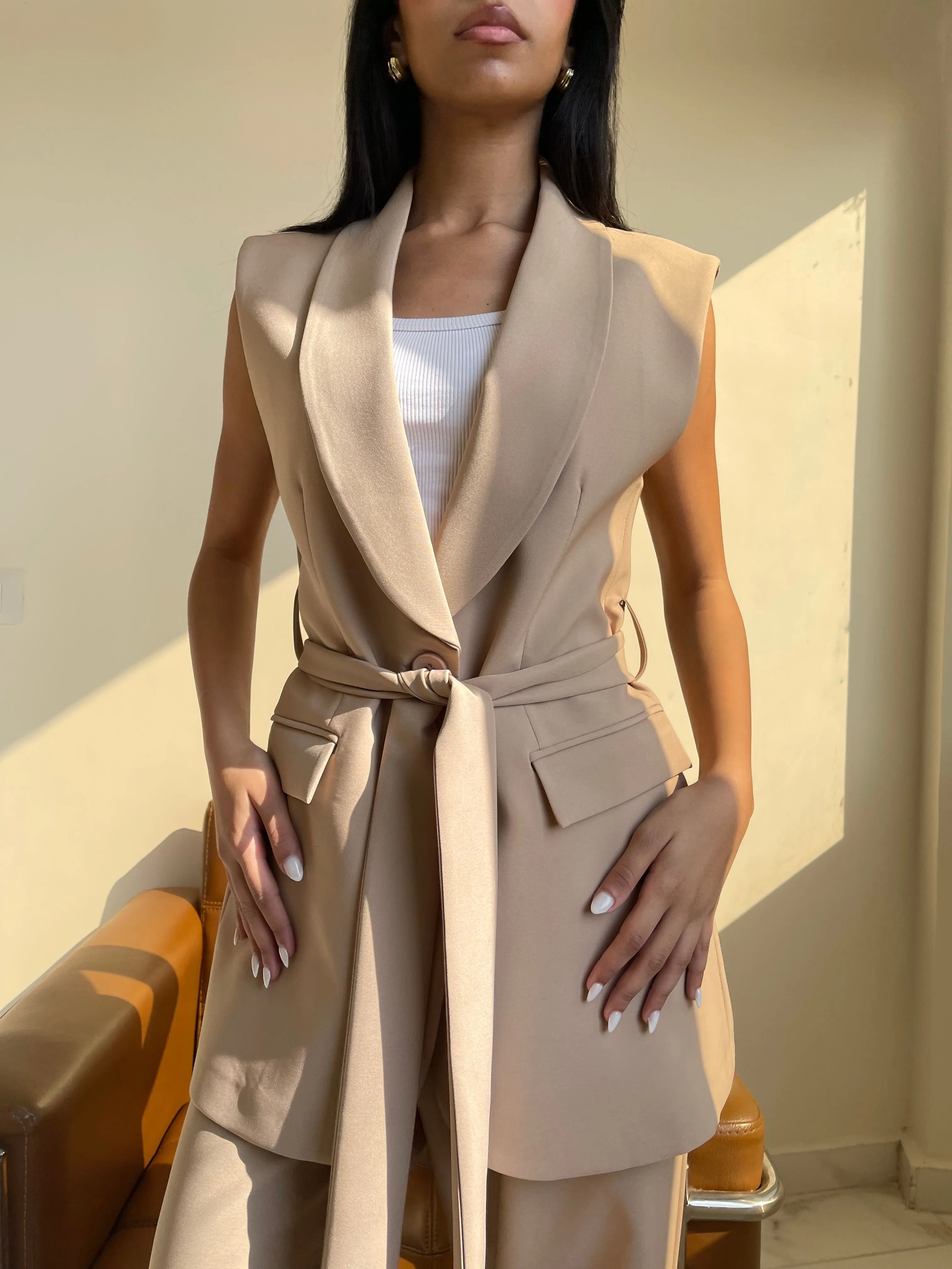 Ivory Charm Belted Vest