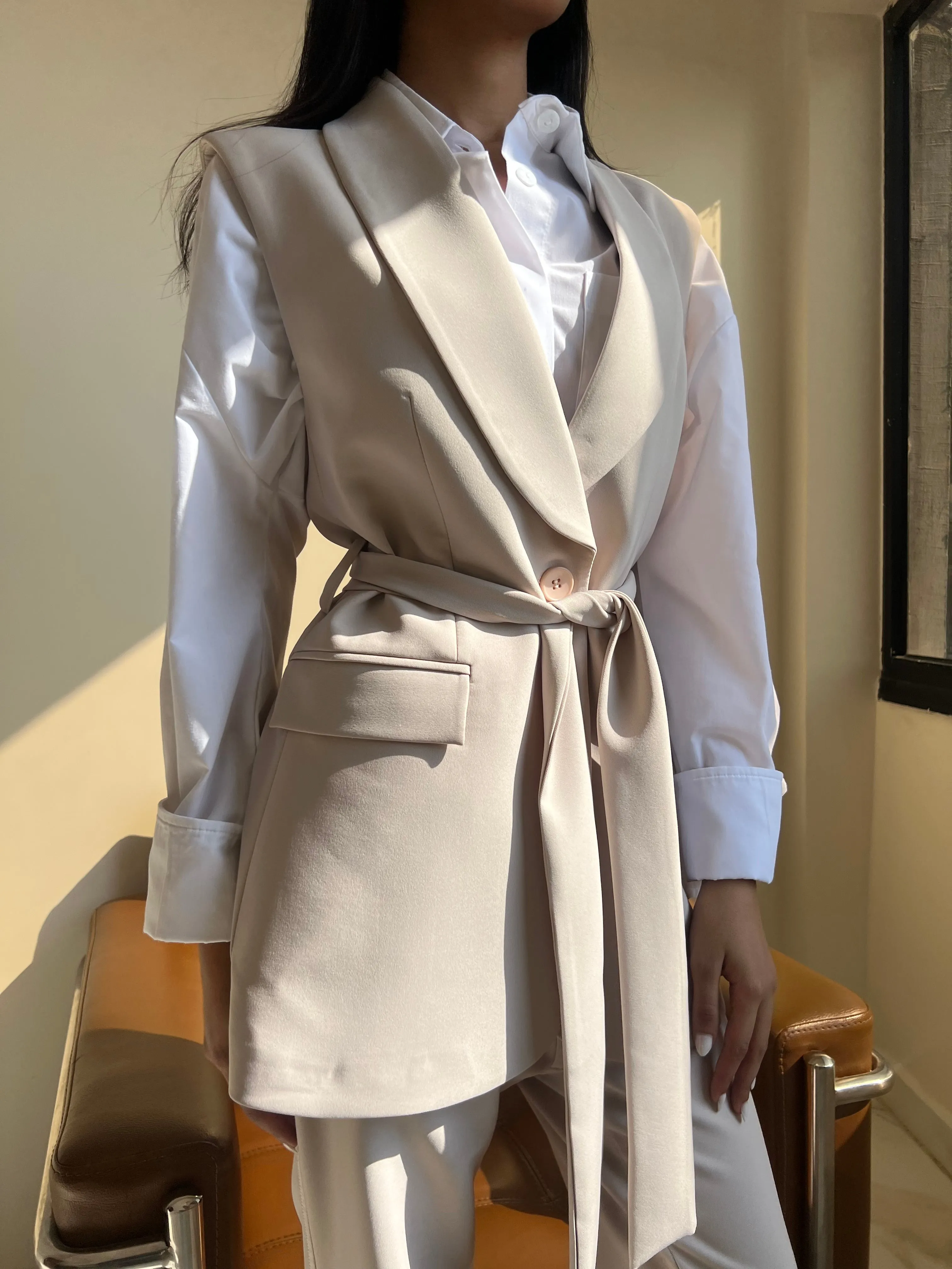 Ivory Charm Belted Vest