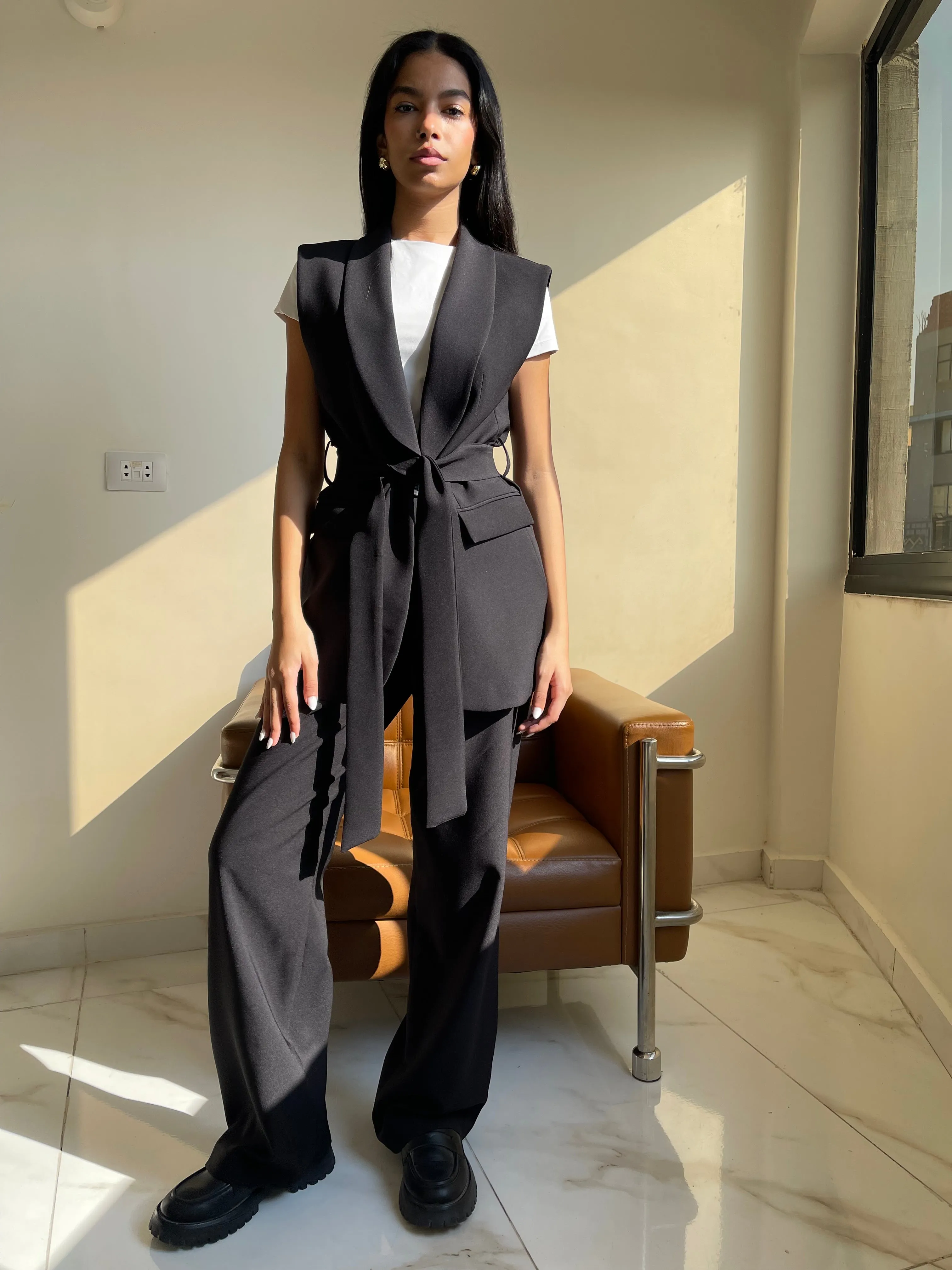 Ivory Charm Belted Vest