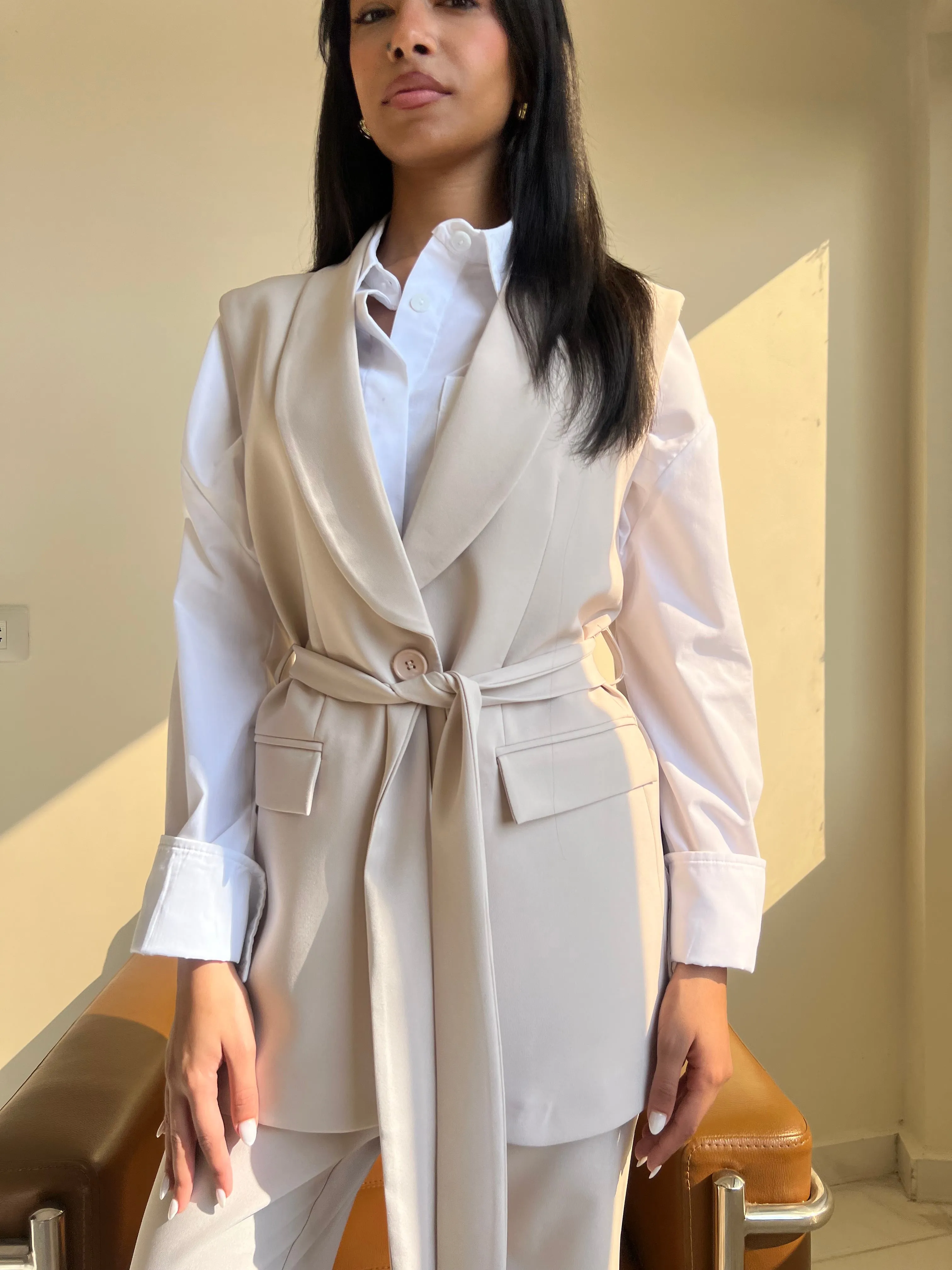 Ivory Charm Belted Vest