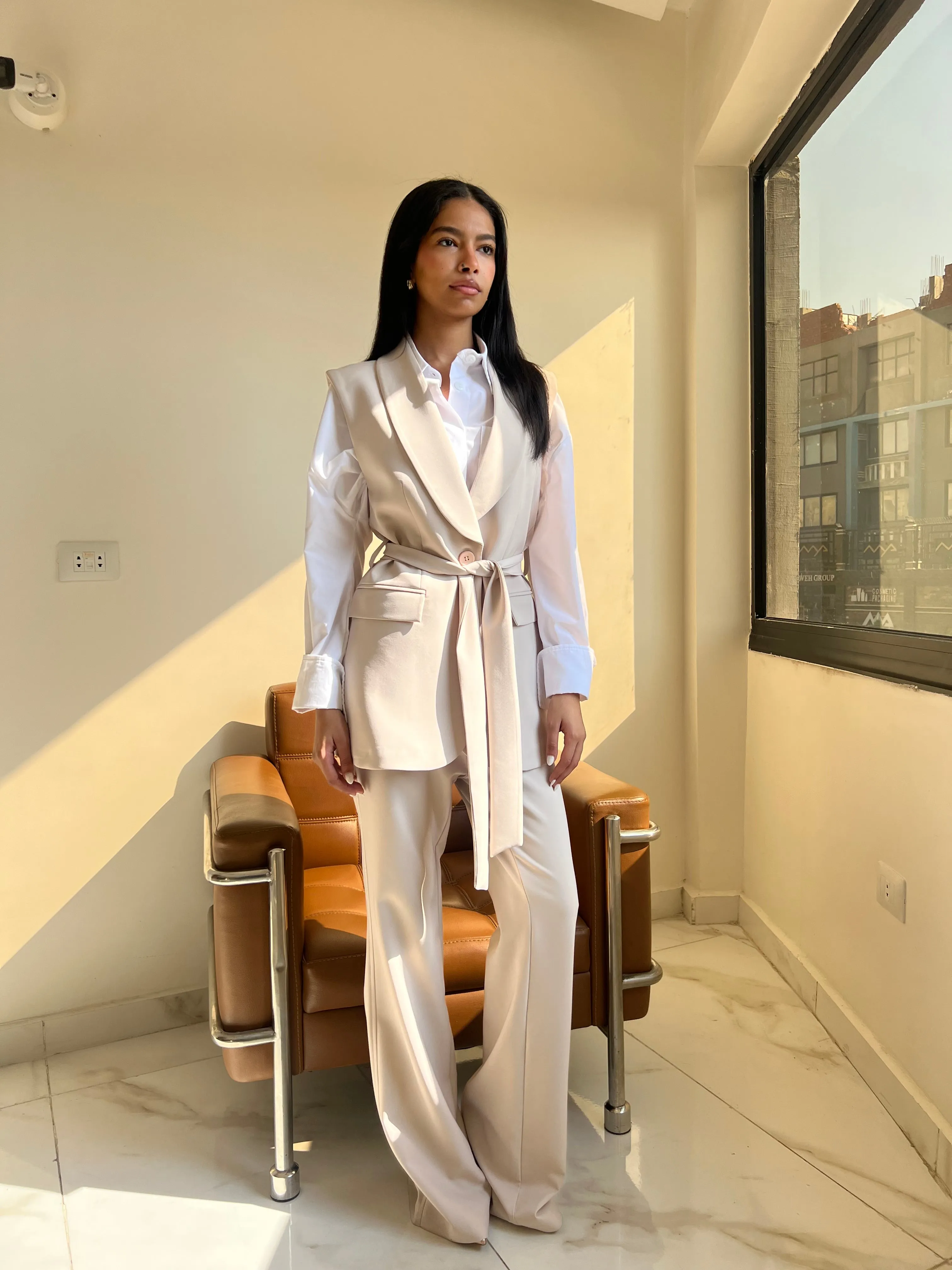 Ivory Charm Belted Vest