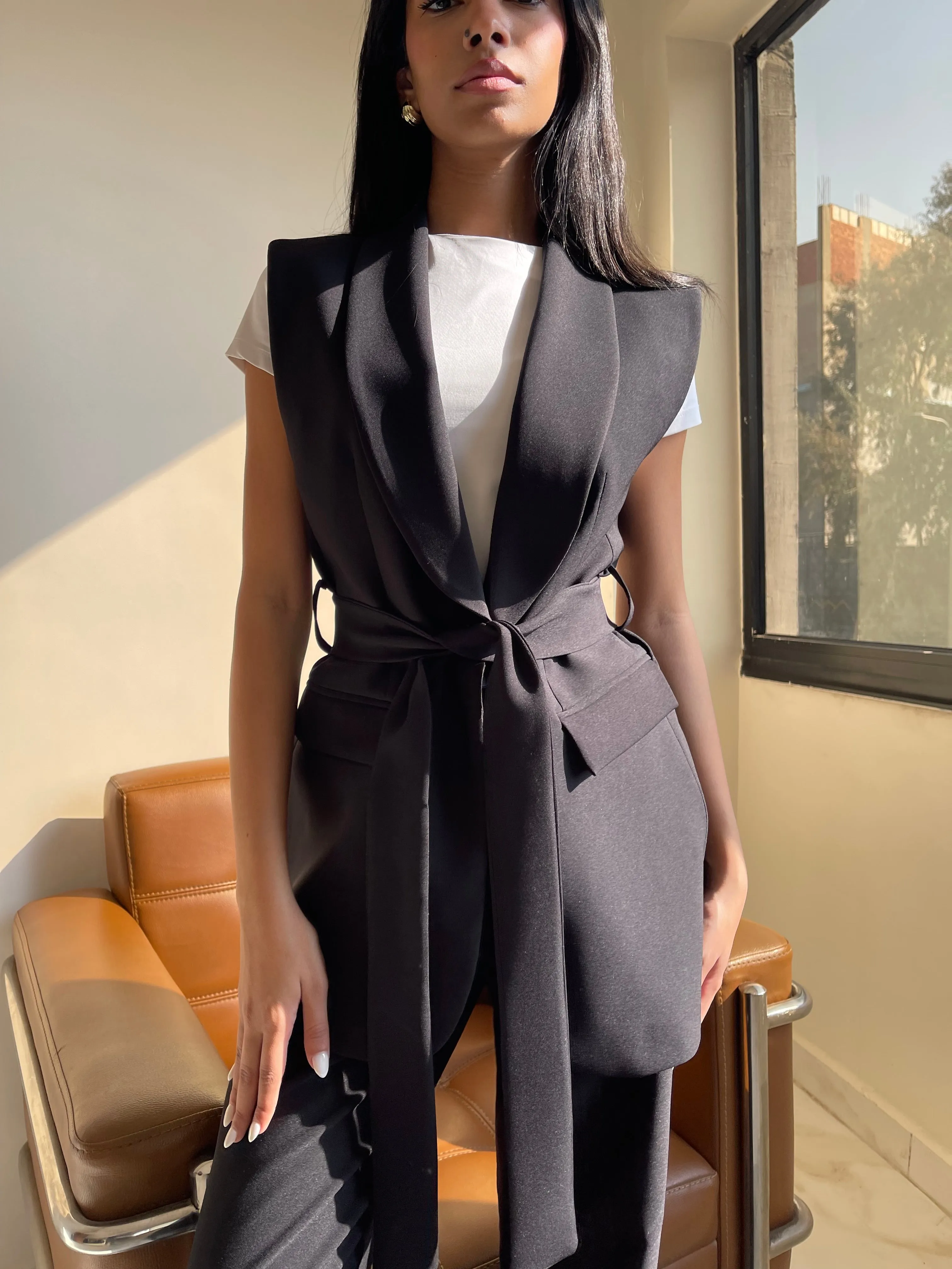 Ivory Charm Belted Vest