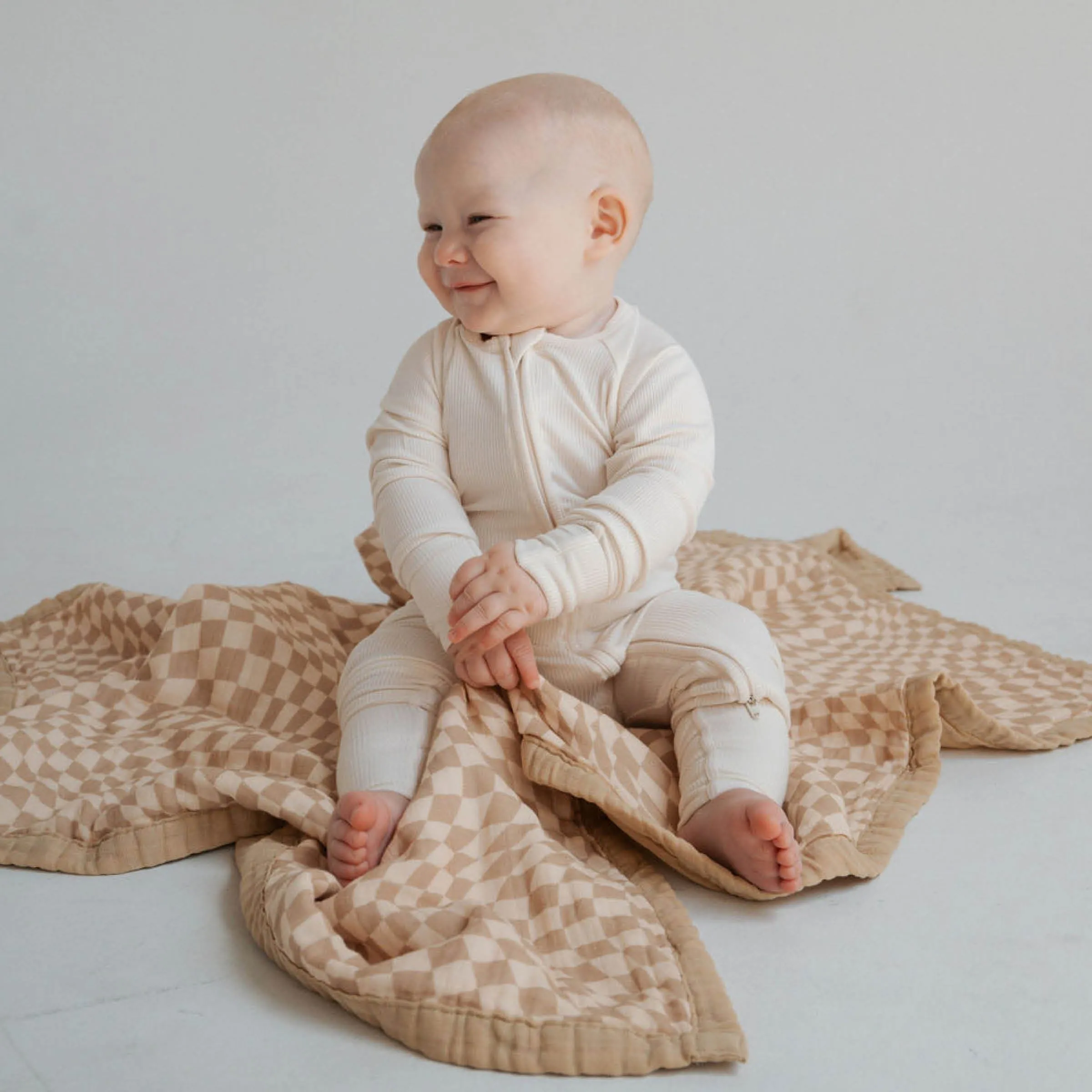 Ivory Ribbed | Bamboo Zip Romper