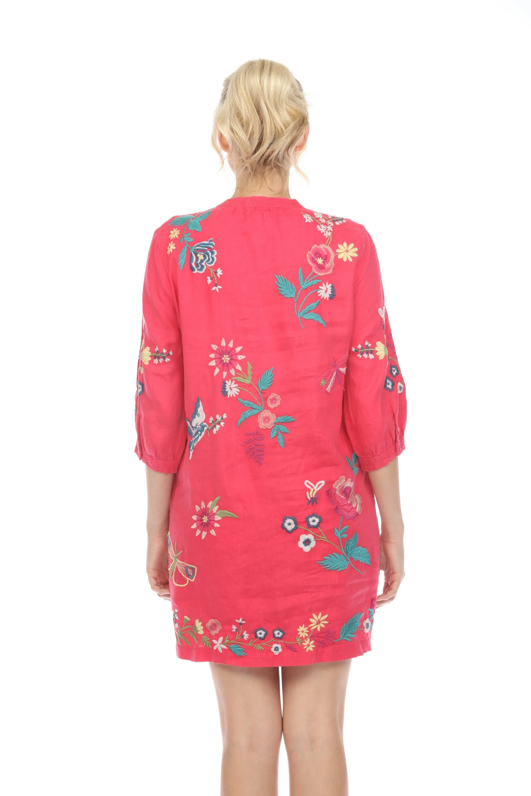 Johnny Was JWLA Arla Bishop Sleeve Linen Dress Boho Chic J37023 *