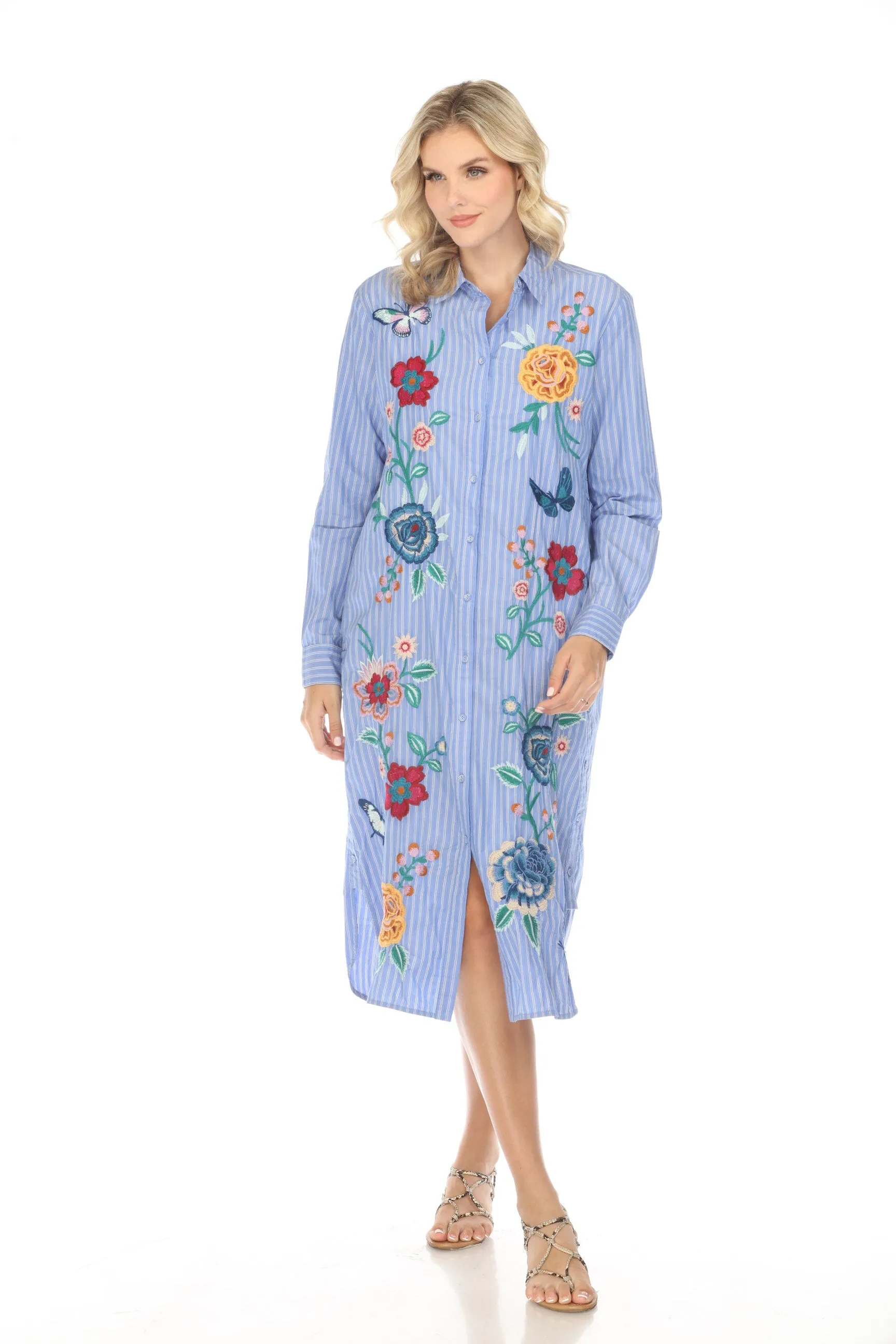 Johnny Was Workshop Taymia Side Button Slit Overshirt Dress W39024 Boho Chic